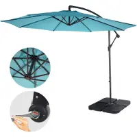 Mendler Parasol Déporté Semi-Pro Acerra, Protection Contre Le Soleil, 3m Inclinable Turquoise Avec Support