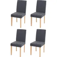 Mendler 4x chaise de salle à manger chaise de cuisine Littau textile, gris anthracite, pieds clairs