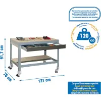 Simon Rack Table de travail et de montage en métal sans parafousses SIMONWORK MOBILE BT0 BOX 1200 GRIS/BOIS