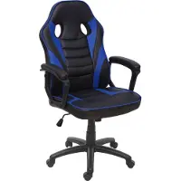 Mendler Chaise de bureau HWC-F59, chaise pivotante, chaise racing et gaming, similicuir noir-bleu