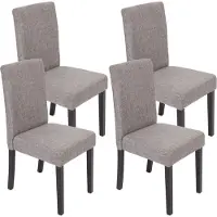 Mendler Lot de 4 chaises de séjour Littau tissu gris, pieds foncés