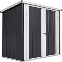 Outsunny Abri de Jardin - cabane de jardin 1,26 m² - cabanon rangement outils 2 Portes verrouillables - dim. 147L x 86l x 134H cm - tôle d'acier Noir Blanc