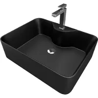 Aurlane Vasque à poser rectangle en céramique noire - 48x37x13.5cm - RECTANGULAR DARK