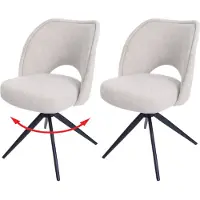 Mendler Fauteuil de salle à manger HWC-N72, fauteuil de cuisine rembourré, pivotant avec retour automatique, tissu/textile (420g/m²), couleur crème