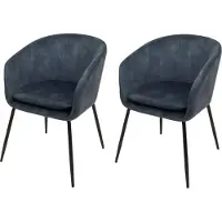 Mendler Lot de 2 chaises de salle à manger HWC-O28, chaise de cuisine rembourrée Chaise, tissu/textile (340g/m²) métal bleu