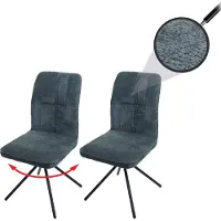 Mendler Lot de 2 chaises de salle à manger HWC-N99, chaises de cuisine chenille (340 g/m²) Oeko-Tex bleu-vert