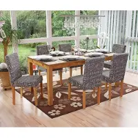 Mendler Lot de 6 chaises de séjour Littau tissu gris words fabric, pieds clairs