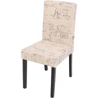 Mendler Chaise de salle à manger Littau, chaise de cuisine, tissu/textile crème d'écriture, pieds foncés