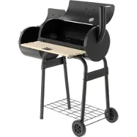 LUND Barbecue au charbon de bois 60x30 cm et fumoir avec support