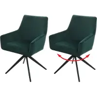 Mendler Lot de 2 chaises de salle à manger HWC-L91, chaise de cuisine accoudoir pivotant Auto-Position tissu/textile vert