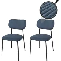 Mendler Lot de 2 chaises de salle à manger HWC-O26, chaise de cuisine rembourrée Chaise, Velours (330g/m²) tissu/textile métal bleu
