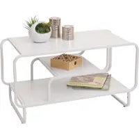 Mendler Table basse HWC-O49, table de salon, style industriel, 3 tablettes, métal, 45 x 80 x 40 cm blanc