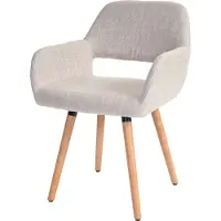 Mendler Chaise de salle à manger Altena II, fauteuil, design rétro des années 50 tissu, crème/gris