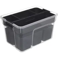 SmartaSaker Simply Smart Organiseur à compartiments Samba 8L en plastique transparent 18cm x 30,5cm x 21,5cm