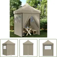 The Living Store Tente de réception Pop-Up pliante avec 4 panneaux latéraux Taupe
