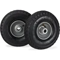 Relaxdays Lot de 8 roues de diable 3.00-4, à pneumatiques, jusqu'à 100 kg, 260 x 85 mm, roue de rechange avec jante en acier, roue à pneumatique, noir-gris