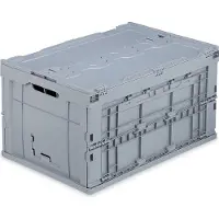 Relaxdays 2 caisses de transport professionnelles, robustes, usage professionnel, avec couvercle, en plastique haut de gamme, qualité supérieure, 60 L, H x L x P : 32,5 x 58,5 x 39,5 cm, gris