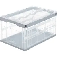 Relaxdays 4 caisses de transport professionnelles, robustes, usage professionnel, plastique haut de gamme, qualité supérieure, 60 L, caisse pliable HBT 31,5 x 59,5 x 39,5 cm, gris