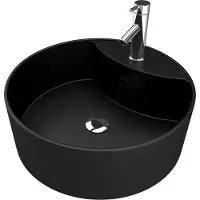 Aurlane Vasque à poser ronde en céramique noire - diamètre 41cm - hauteur 15cm - ROLL ON DARK