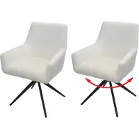 Mendler Lot de 2 chaises de salle à manger HWC-L91, chaise de cuisine accoudoir pivotant Auto-Position tissu/textile crème-beige