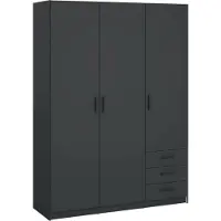 Dmora Simeon - Armoire 3 Portes, 147x50 cm Gris, 4 Étagères