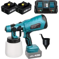 OEM Pulvérisateur de peinture sans fil, avec contrôle de débit réglable, 3 modes de pulvérisation, chargeur 6A et 2 batteries