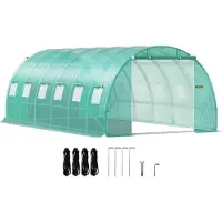 Vevor Serre en film plastique Cadre en acier Serre 12 fenêtres 6,1x3x2,1m