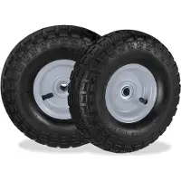 Relaxdays 4 roues de diable 4.1/3.5-4, roues de rechange à pneumatiques, pour axe de 16 mm, 136 kg, jante en acier, 260 x 85 mm, noir-gris