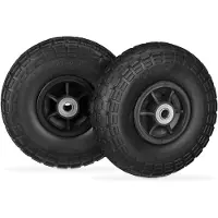 Relaxdays , lot de 2 roues pour diable, pneus en caoutchouc plein anti-crevaison, 4,1/3,5-4", axe de 16 mm, charge max. 150 kg, 260 x 85 mm, noir