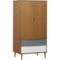 Syfax Garde-robe MOLDE Marron 90x55x175 cm Bois massif de pin