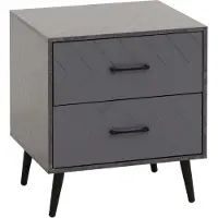 Mendler Table de nuit HWC-N89, table d'appoint, tiroir à chevrons Bois mélaminé, 55x48x40cm aspect marbre gris