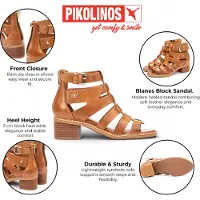 Pikolinos pour femme. W3H-1823 Sandales Blanes en cuir marron -Hauteur du talon 5cm (37), 5 à 8 cm, Fermeture éclair, Casuel