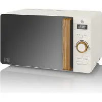 Swan SM22036WHTNEUN Four à micro-ondes numérique 20L Design moderne nordique, 6 niveaux de fonctionnement Blanc
