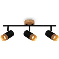 Briloner Spot, noir, avec bois, sans 3xGU10/max.9W