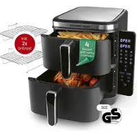 DS Produkte GOURMETmaxx FryUp Friteuse verticale à air chaud à double chambre - 4 niveaux - 10 litres