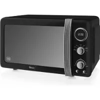 Swan SM22030LBNEU Four à micro-ondes numérique rétro 20L, 5 niveaux de puissance, décongélation, minuterie Noir