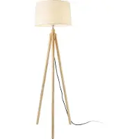 Lux.pro Lampadaire 153cm Lampe sur pied Lampe sur pied Métal Bois Blanc []