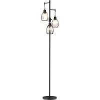 HOMCOM Lampadaire style industriel 40 W max. 3 abat-jours en métal filaire luminosité réglable - ampoule E27 - noir