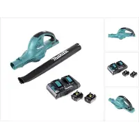 Makita DUB 361 PT Souffleur sans fil 2x 18 V / 36 V + 2x Batteries BL 1850 B 5 Ah / 5000 mAh + Chargeur double DC 18 RD
