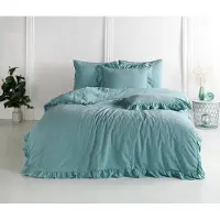 Darymex Linge de lit en coton BLEU MINERAL/220X200(P) STONEWASHED