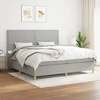Prolenta Maison Exclusive - Sommier à lattes de lit avec matelas Gris clair 200x200cm Tissu
