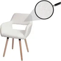 Mendler Chaise de salle à manger HWC-A50 II, chaise de cuisine chaise rembourrée, bois tissu/textile bouclé (450g/m²) MVG crème