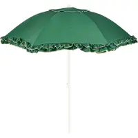 Mica Decorations Parasol inclinable à volants - Parasol droit 238 x Ø195 cm - Protection solaire pour jardin ou balcon - Polyester, acier - Vert