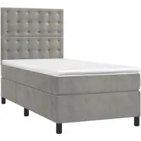 Syfax Sommier à lattes de lit et matelas Gris clair 90x200 cm Velours