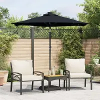 Prolenta Maison Exclusive - Parasol avec éclairage LED et mât en acier, couleur noire, dimensions : 225 x 225 x 212 cm