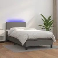 Prolenta Maison Exclusive - Sommier à lattes de lit avec matelas et LED Gris 80x200 cm