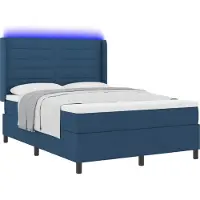 Syfax Lit à ressort LED avec matelas Bleu 160 x 200 cm tissu
