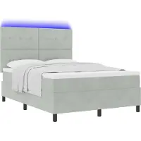 Syfax Lit à ressort LED Gris clair 140 x 190 cm Velours