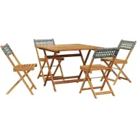 Syfax Ensemble à manger de jardin 5 pcs résine tressée et bois massif