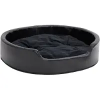 Syfax Lit pour chiens Noir 79x70x19 cm Peluche et similicuir